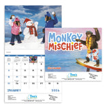 Monkey Mischief - Stapled Calendar  Imprinted with Logo (Q344722)
