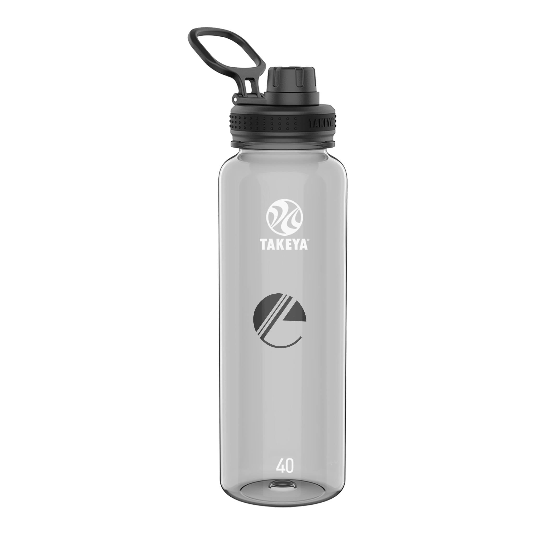 40 Oz. Takeya Tritan Water Bottle - Black  Imprinted with Logo (Q351622)