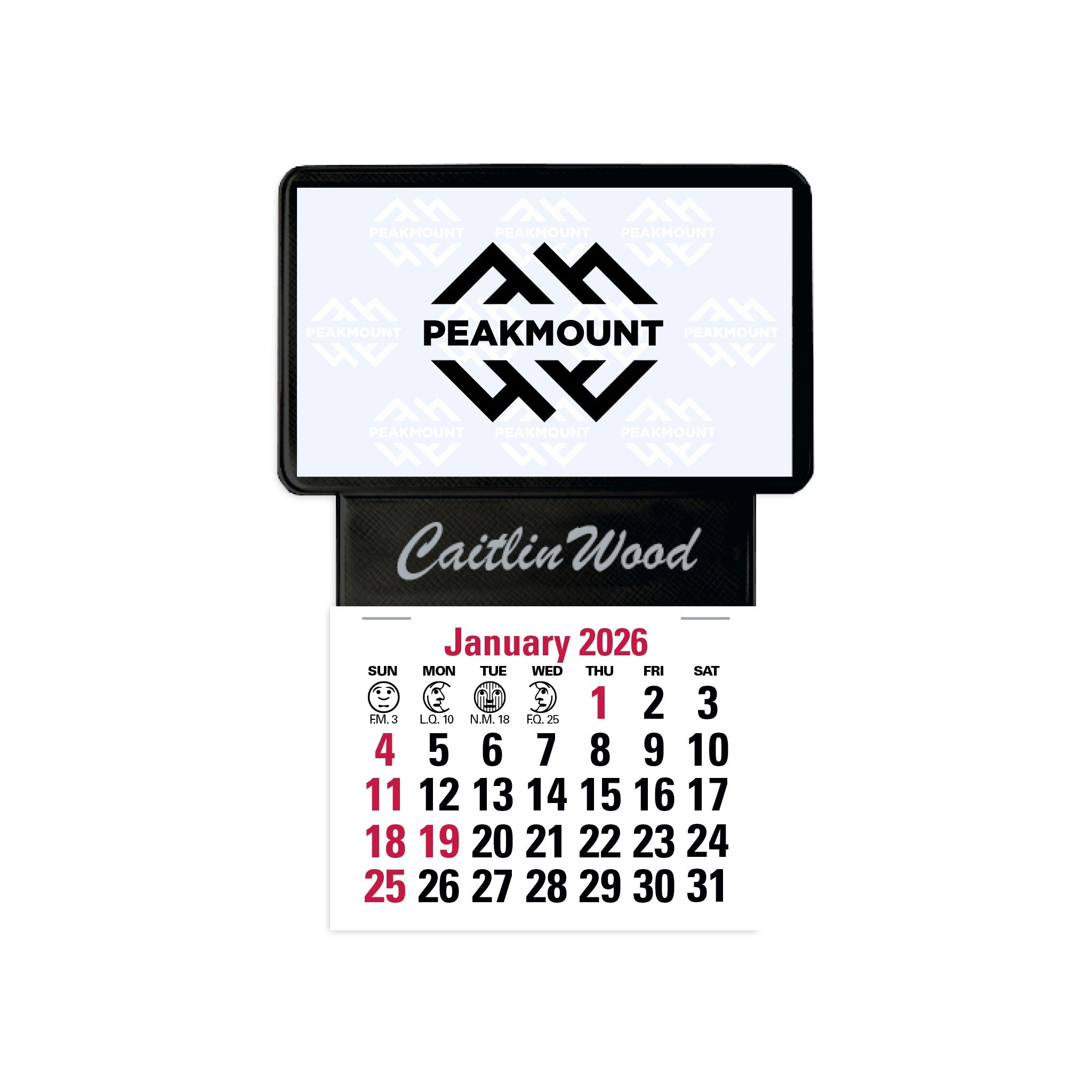 Press-N-Stick Business Card Holder With Imprint And Calendar Pad (Q359122)