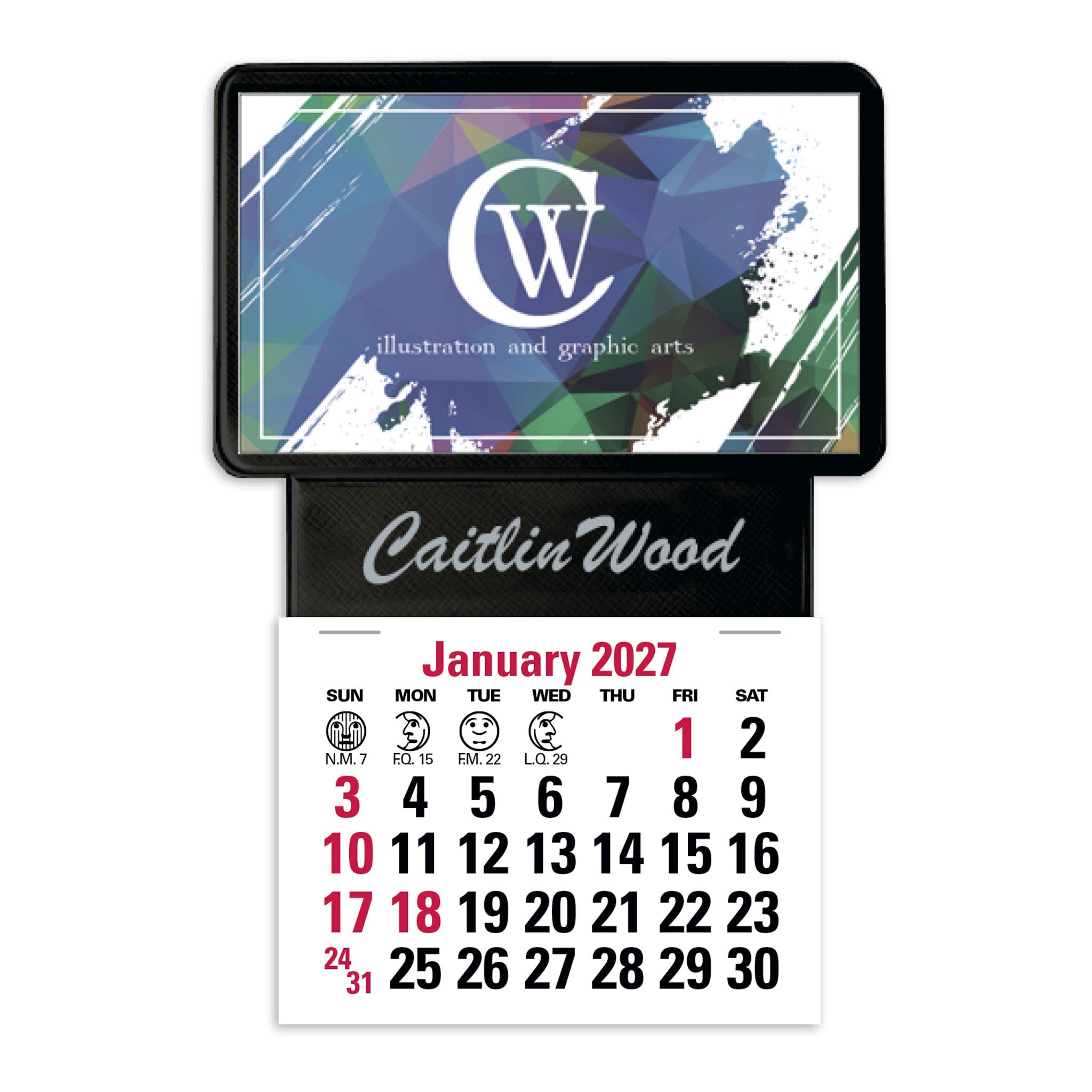 Press-N-Stick Business Card Holder With Imprint And Calendar Pad  Imprinted with Logo (Q359122)
