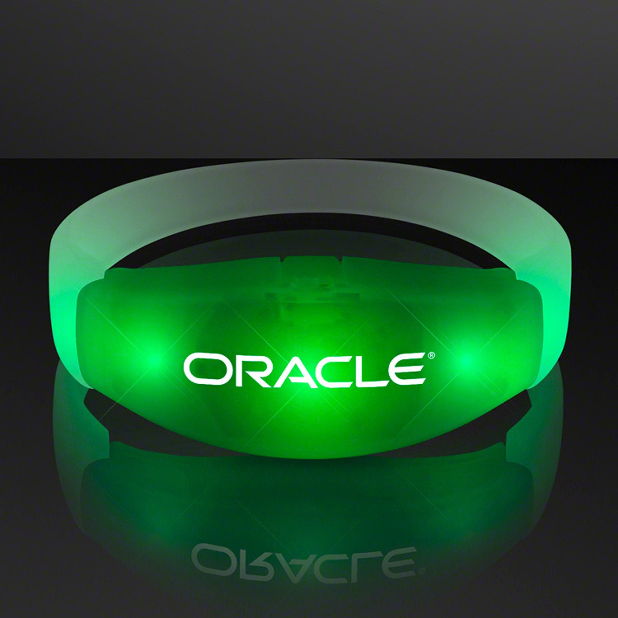 Green LED Steady Illumination Stretch Bracelet  Imprinted with Logo (Q362632)