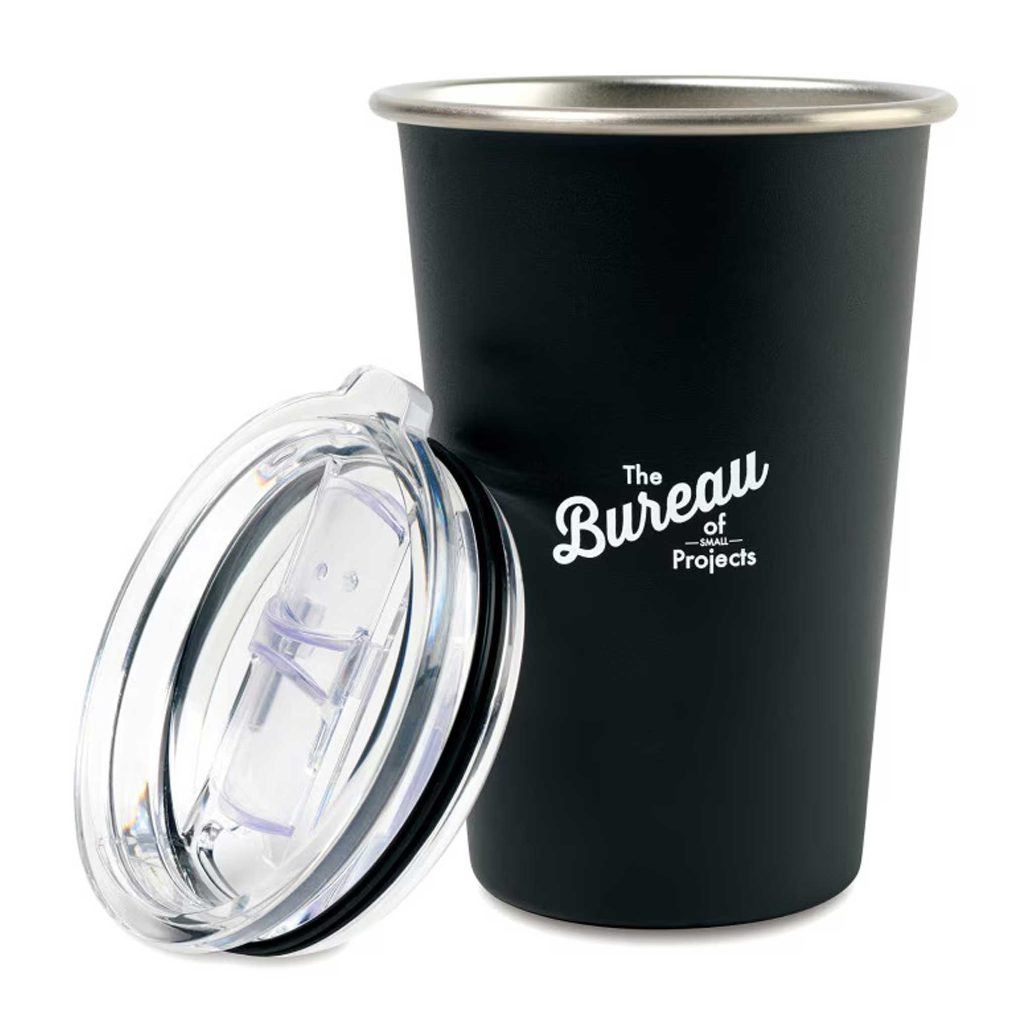 14 Oz. Arlo Classics Stainless Steel Travel Tumbler - Black  Imprinted with Logo (Q362922)
