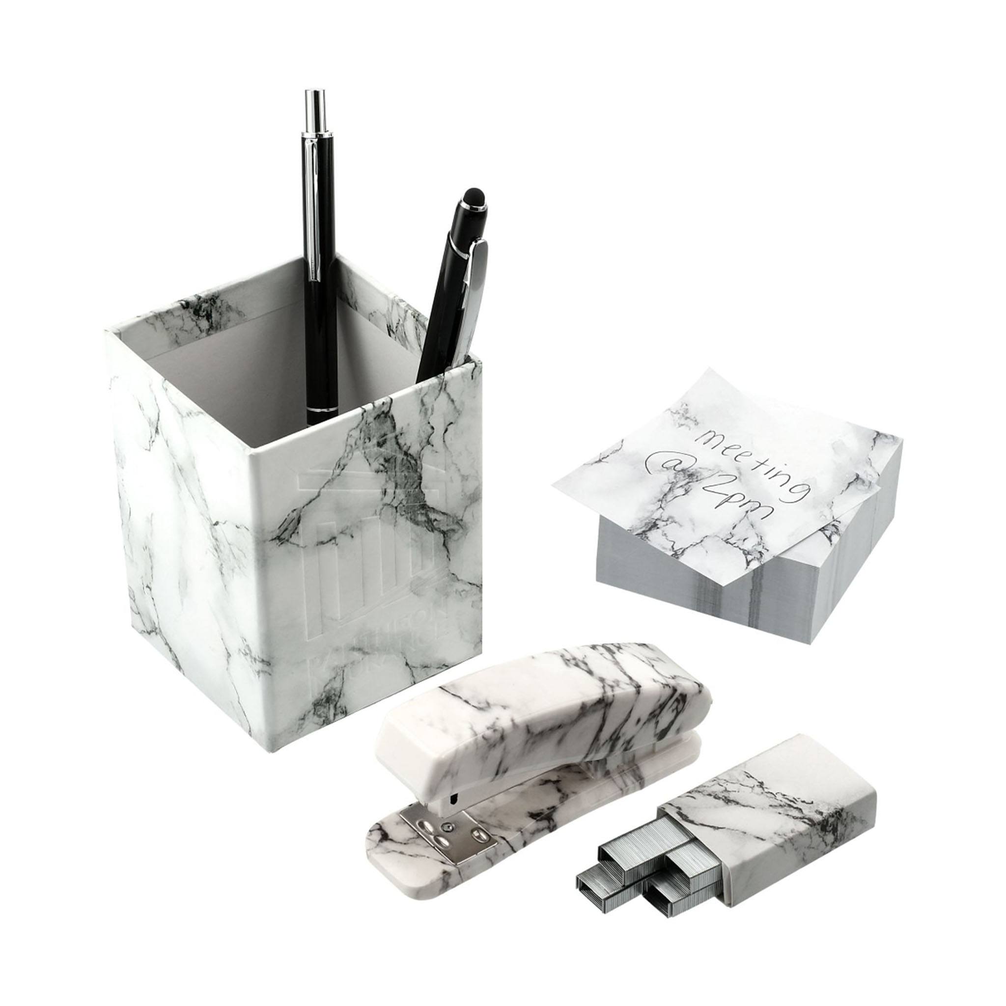 4 Piece Faux Marble Desktop Set  Imprinted with Logo (Q382322)