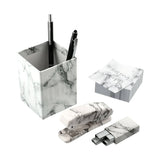 4 Piece Faux Marble Desktop Set  Imprinted with Logo (Q382322)