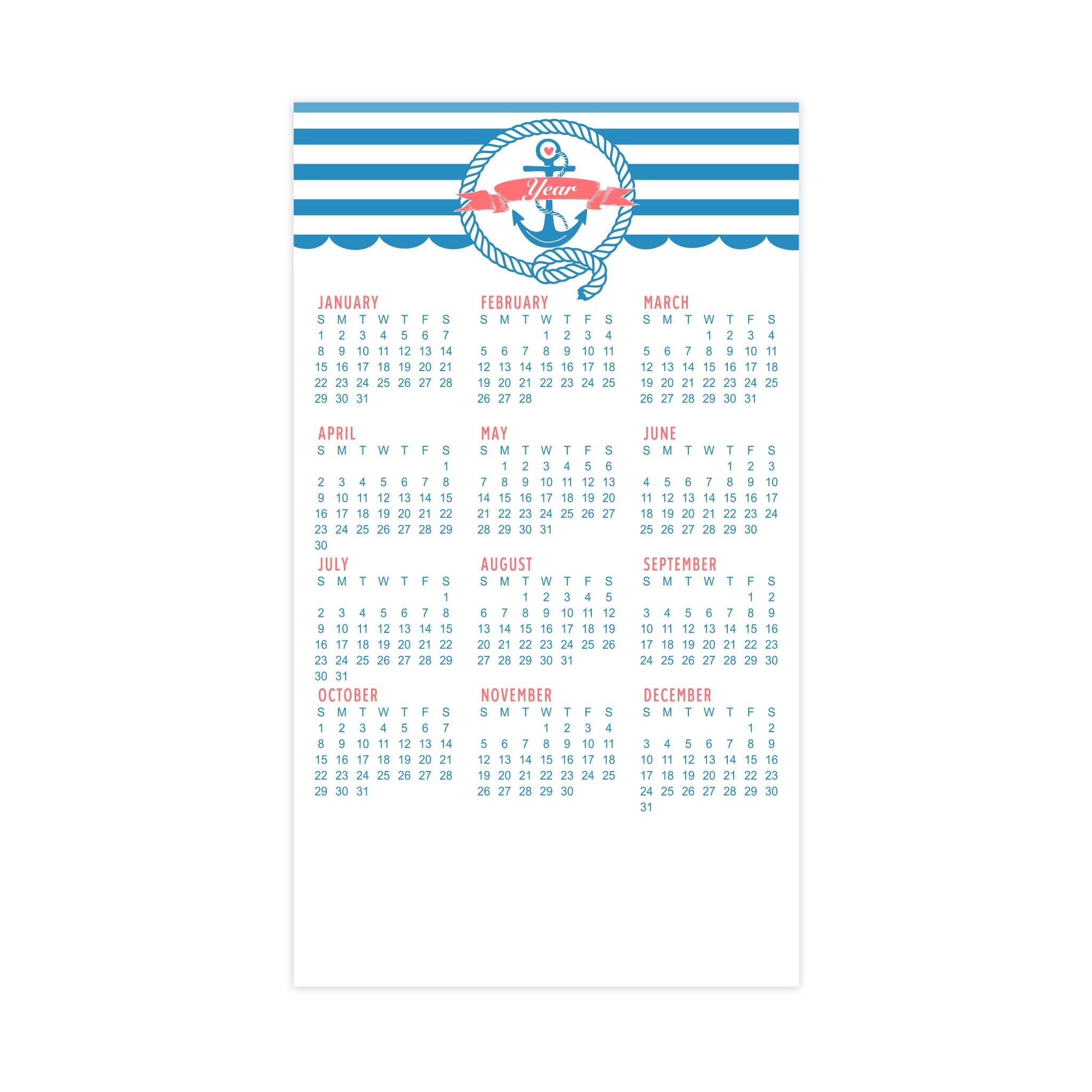 4 x 7 Inch Large Magnetic Calendar 30 Mil  Imprinted with Logo (Q383432)