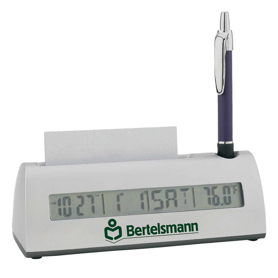 Clock With Business Card And Pen Holder (Q385532)