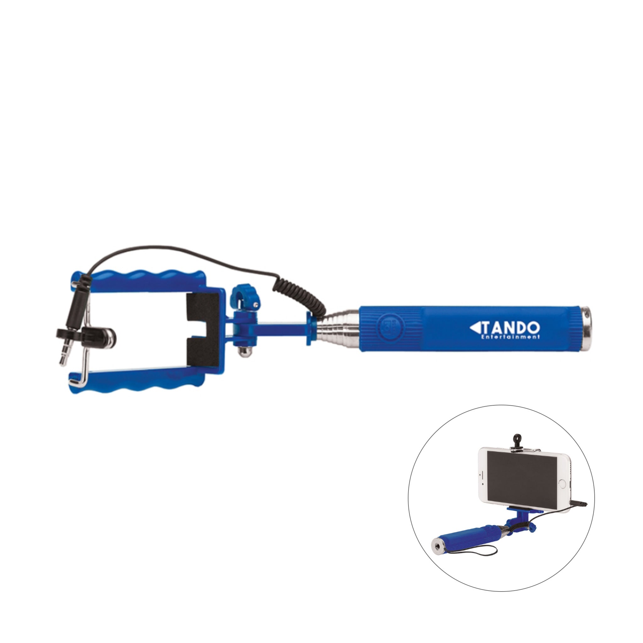 Compact Stainless Steel Selfie Sticks  Imprinted with Logo (Q387411)