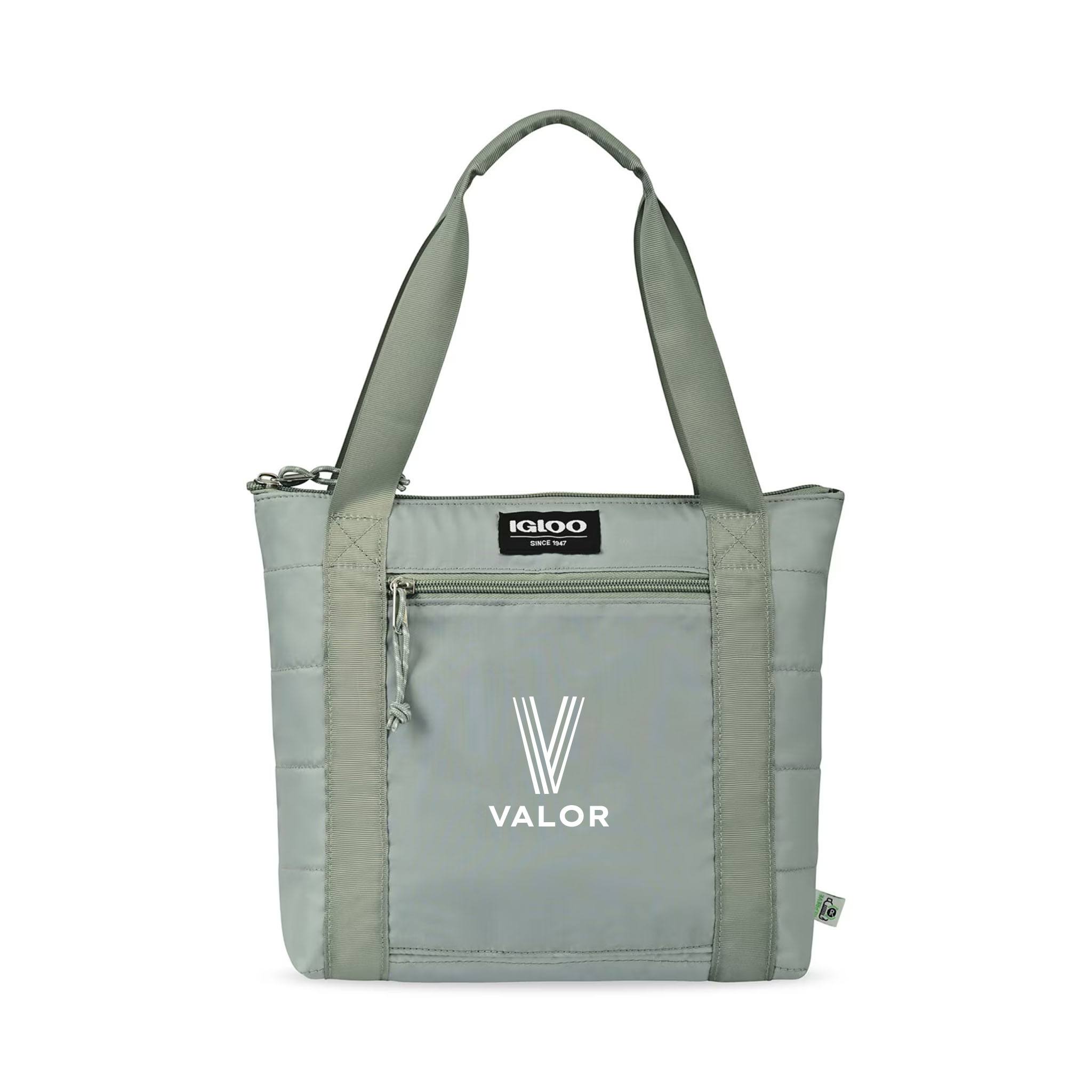 Igloo® Packable Puffer 10-Can Cooler Bag - Aqua Gray  Imprinted with Logo (Q393822)