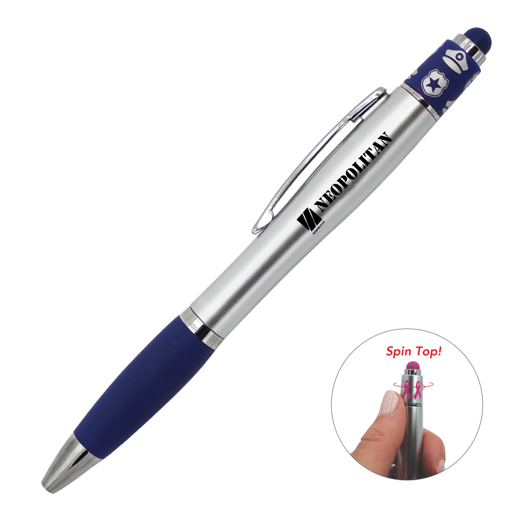Police Spin Top Pen With Stylus  Imprinted with Logo (Q395922)