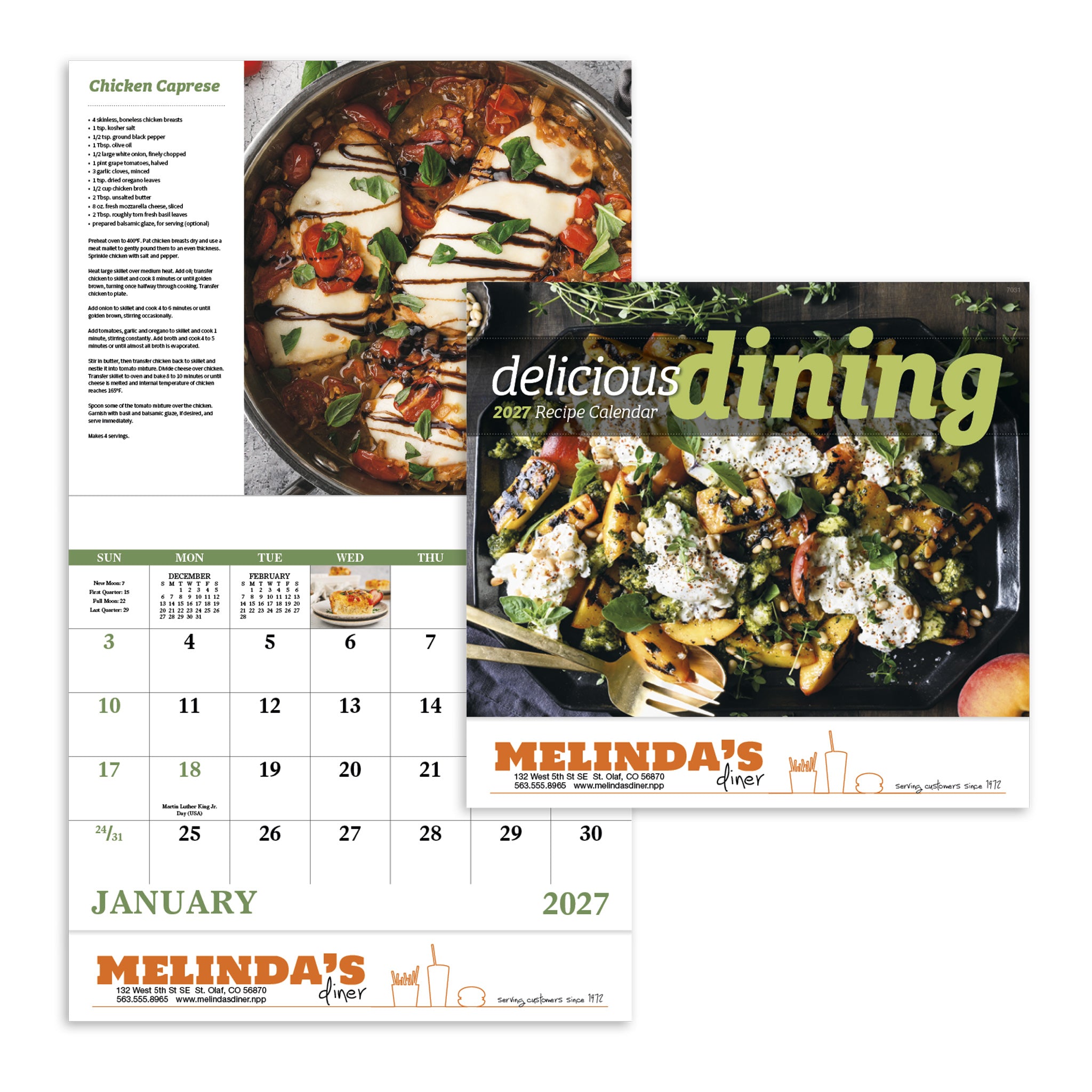 Delicious Dining - Stapled Calendar  Imprinted with Logo (Q415722)