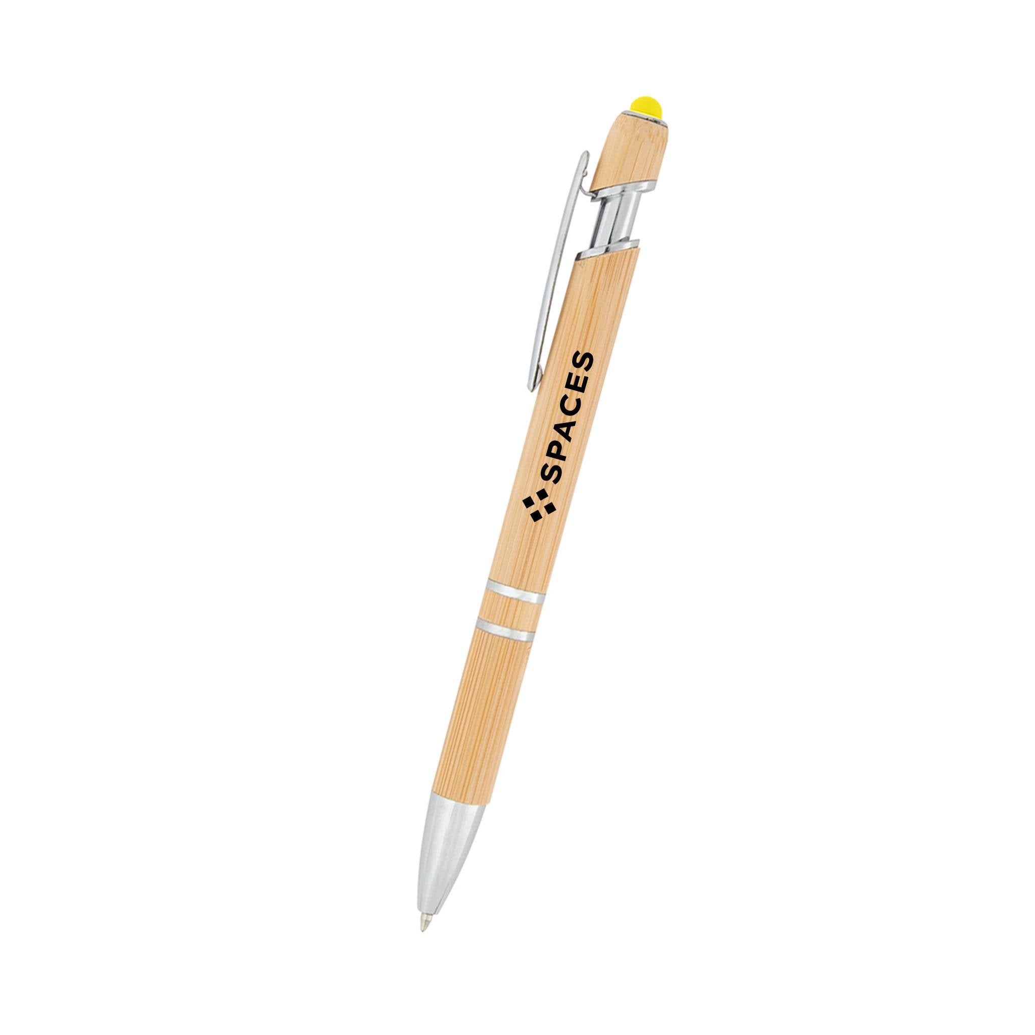 Tropical Bamboo Incline Pen With Stylus  Imprinted with Logo (Q421022)