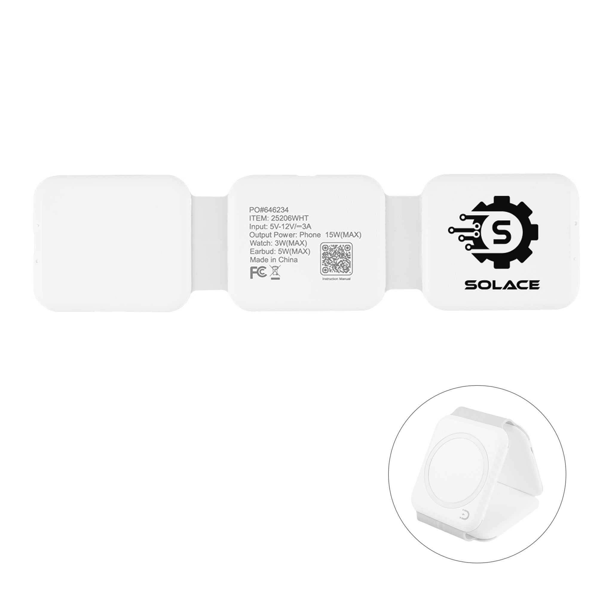 Tri-Fold Wireless Multi-Charger  Imprinted with Logo (Q425122)