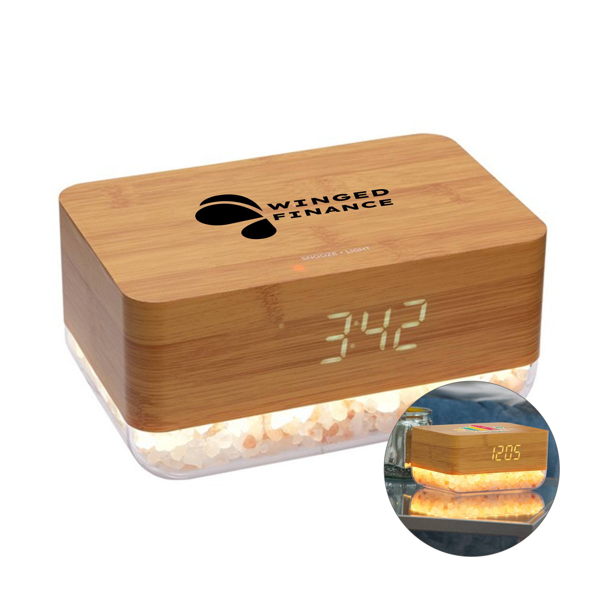 Sunrise Alarm Clock/Himalayan Salt Lamp/Wireless Charger  Imprinted with Logo (Q428622)