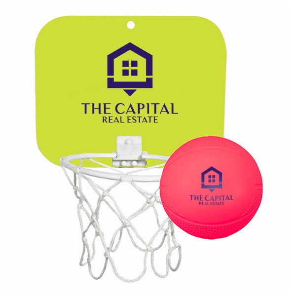 Mini Basketball Backboard With 4" Imprinted Vinyl Basketball (Q428822)