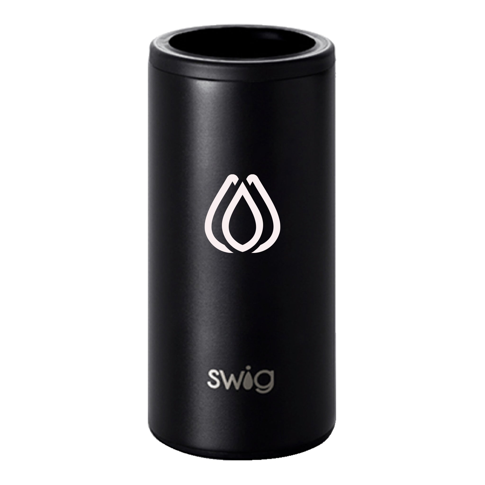 12 Oz. Swig Skinny Can Cooler - Matte Black  Imprinted with Logo (Q430522)