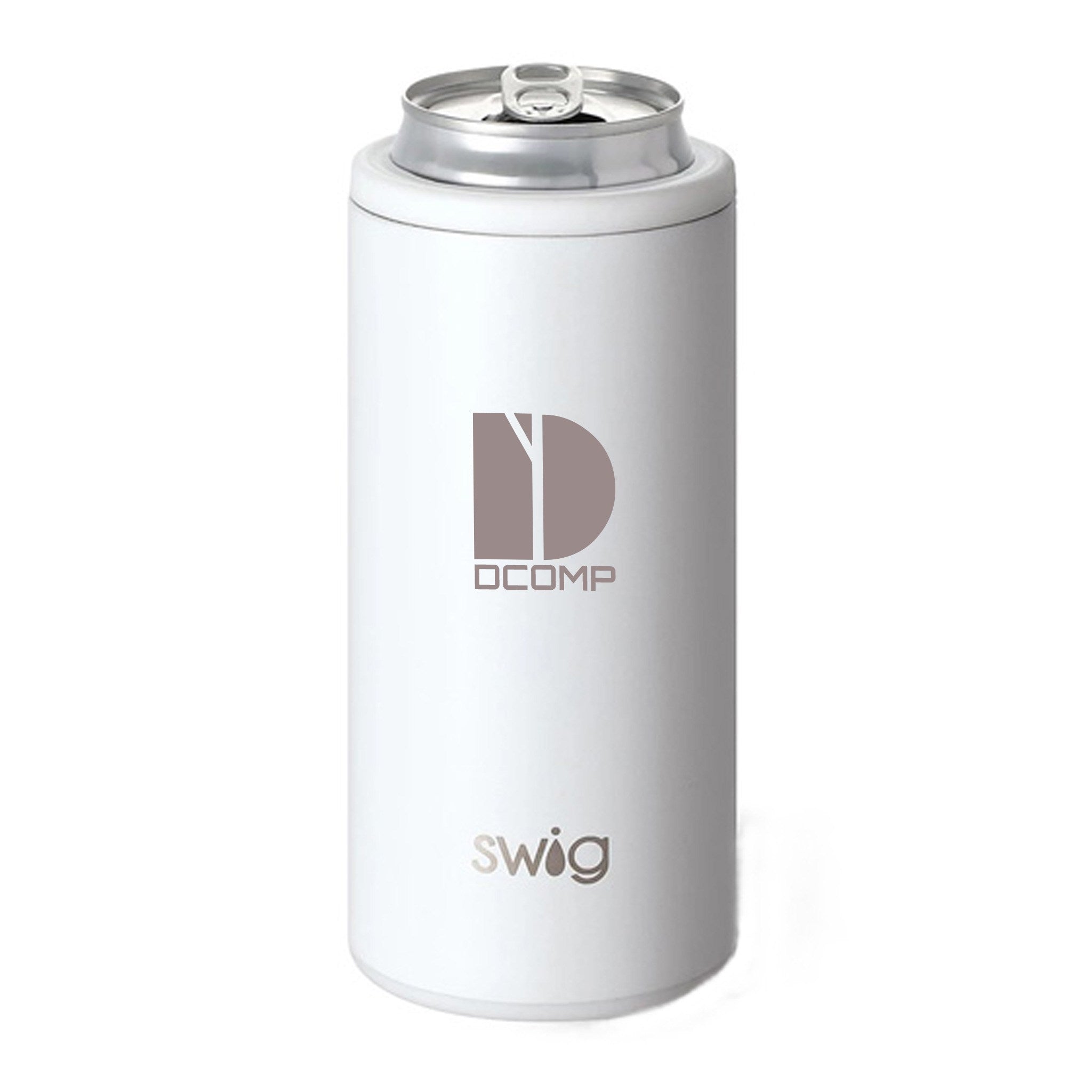 12 Oz. Swig Skinny Can Cooler - Matte White  Imprinted with Logo (Q440522)