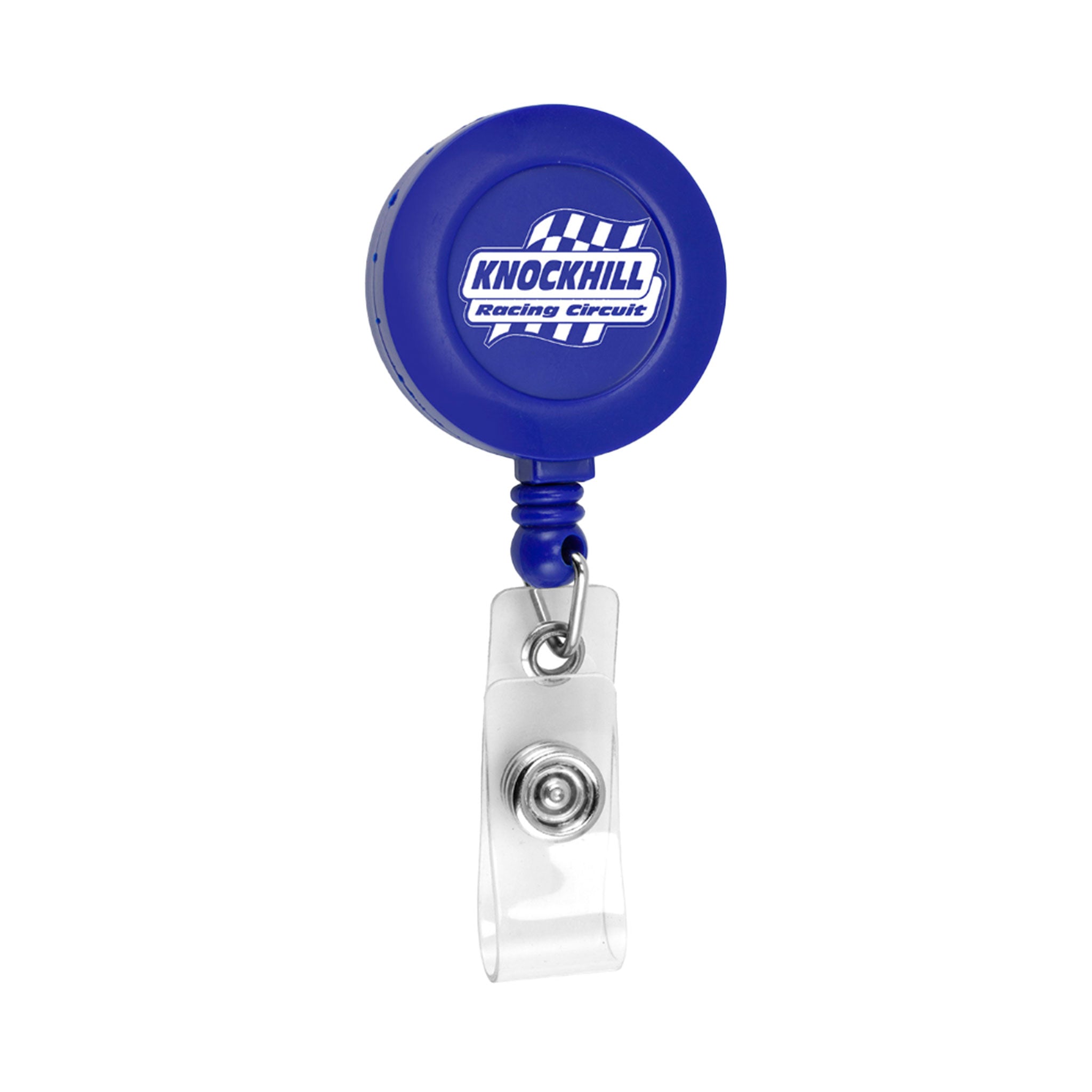 Round Retractable Badge Reel (30” CORD)  Imprinted with Logo (Q44337)