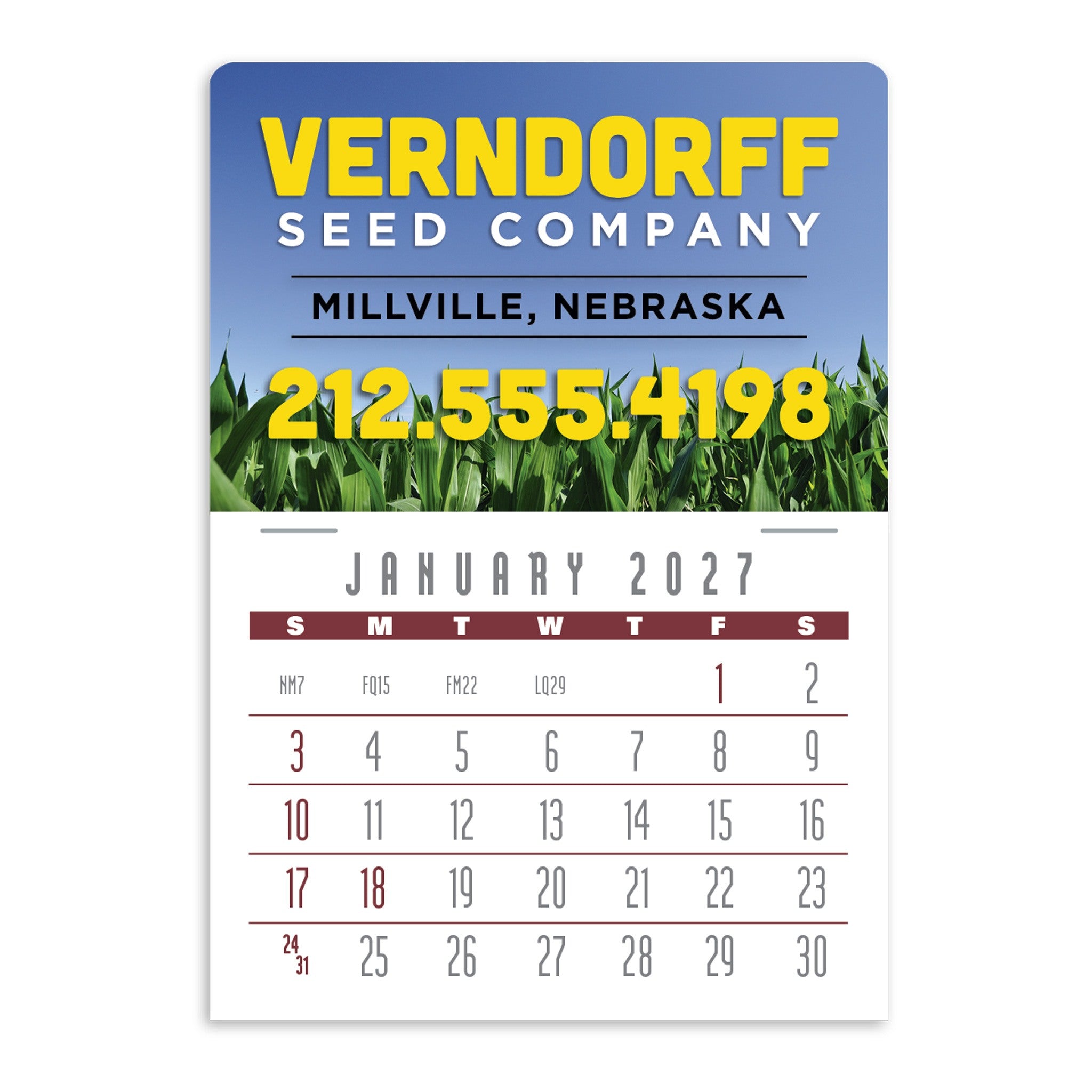 4C Press-N-Stick Header Contemporary Calendar (13-Month)  Imprinted with Logo (Q459122)