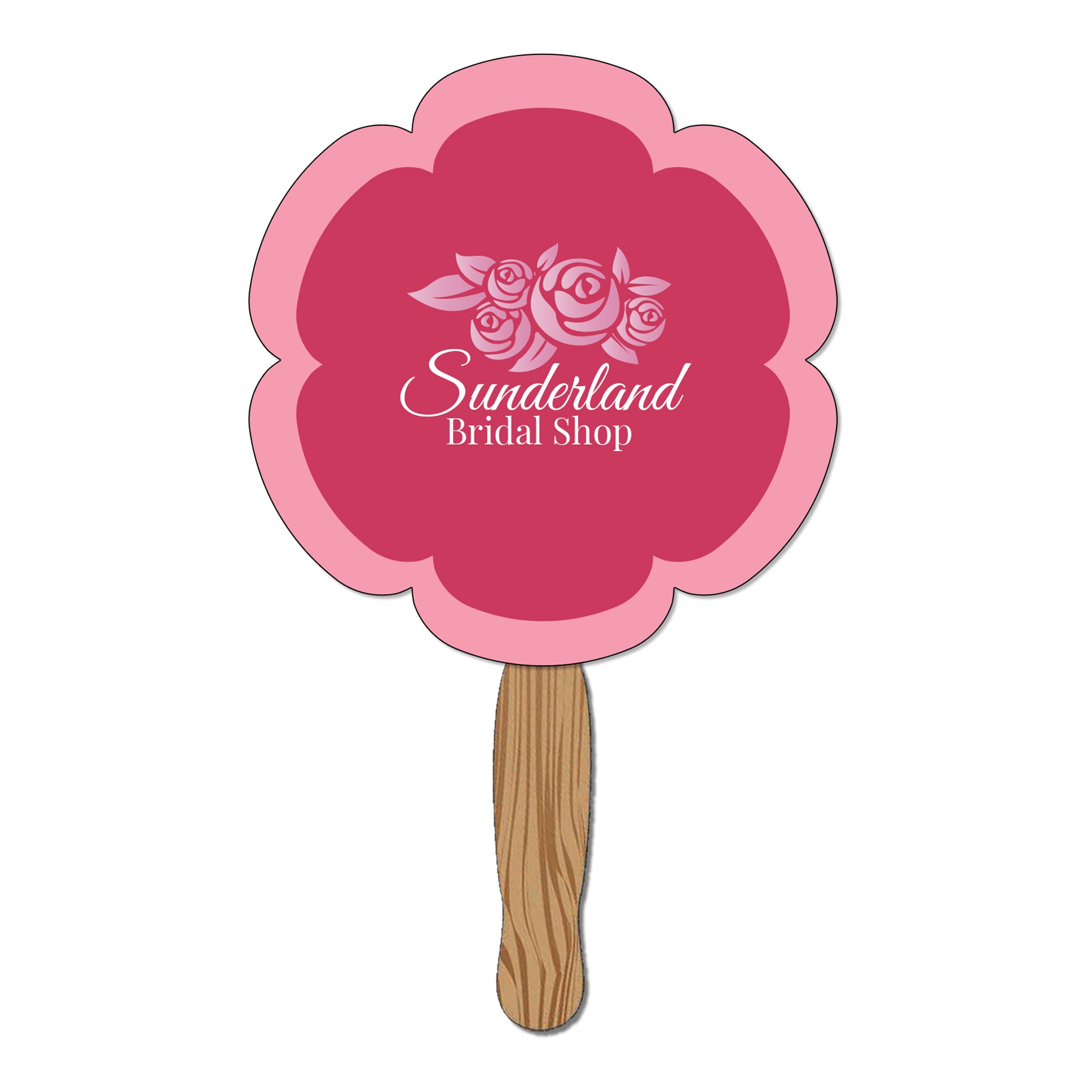 Hand Held Paper Fan - Flower 2  Imprinted with Logo (Q459532)