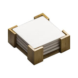4 Pc. Square Ceramic Coaster Set With Wood Stand (Q459622)