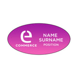 Value Reusable Name Badge: 3 x 1.5 Inch  Imprinted with Logo (Q460022)