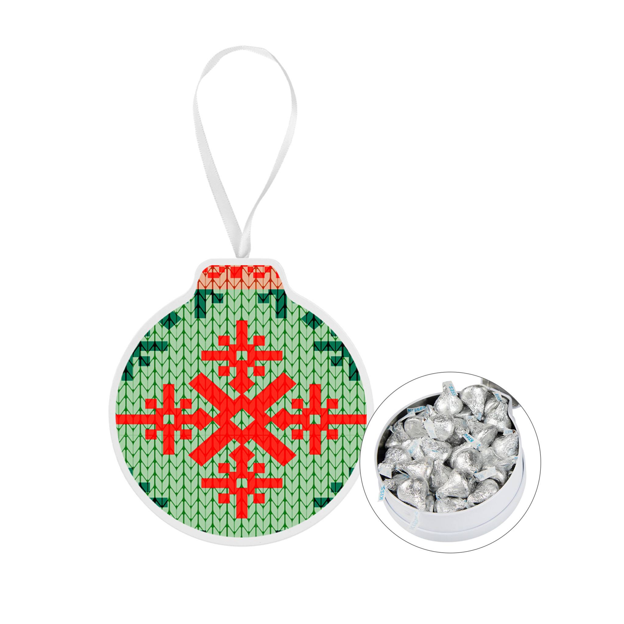 Ornament Tin With Candy - FC - Hershey Kisses  Imprinted with Logo (Q460822)