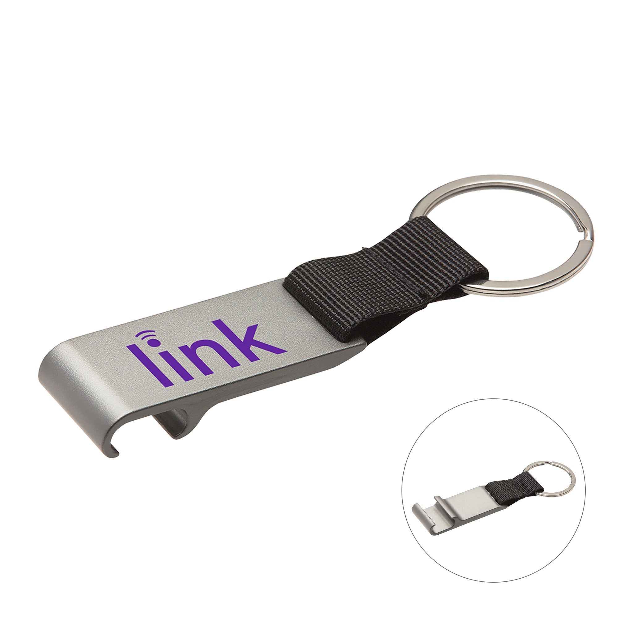 Aluminum Bottle Opener with Key Ring  Imprinted with Logo (Q474322)