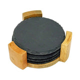 4 Pc. Slate Coaster Set With Wood Stand (Q479622)