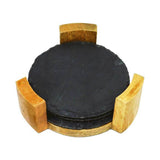 4 Pc. Slate Coaster Set With Wood Stand (Q479622)