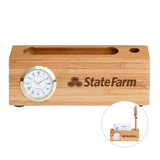 Bamboo Business Card & Pen Holder Clock (Q485532)