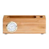 Bamboo Business Card & Pen Holder Clock (Q485532)