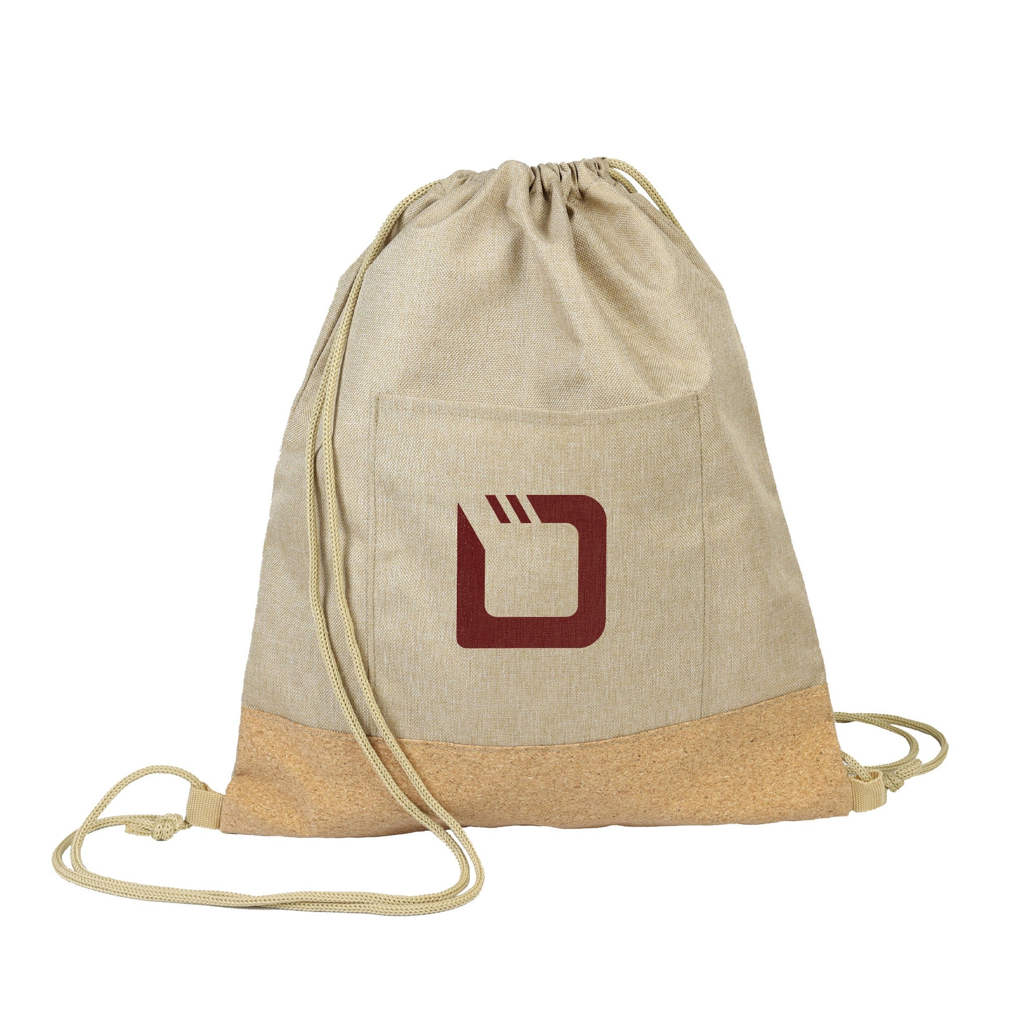 Kraft Cork Drawstring Backpack  Imprinted with Logo (Q486822)