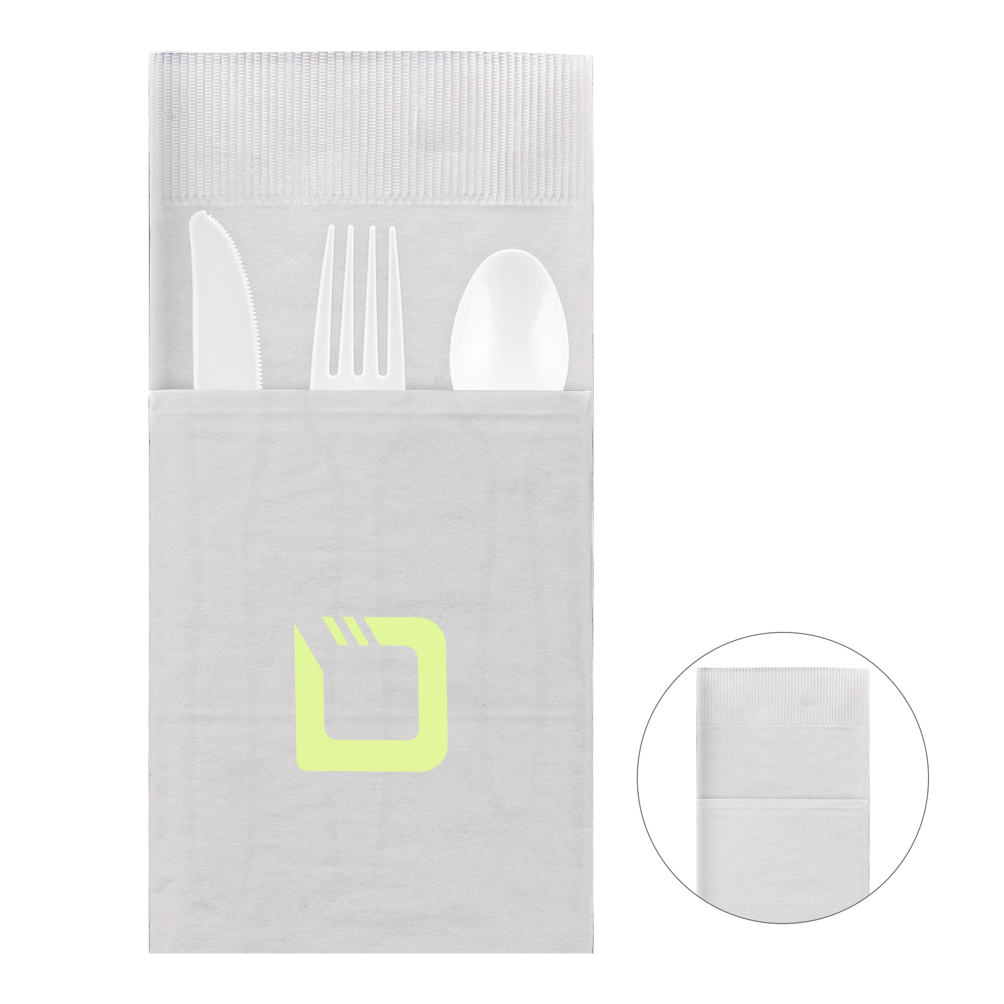 2 Ply White Pocket Napkin - Full Color  Imprinted with Logo (Q487622)