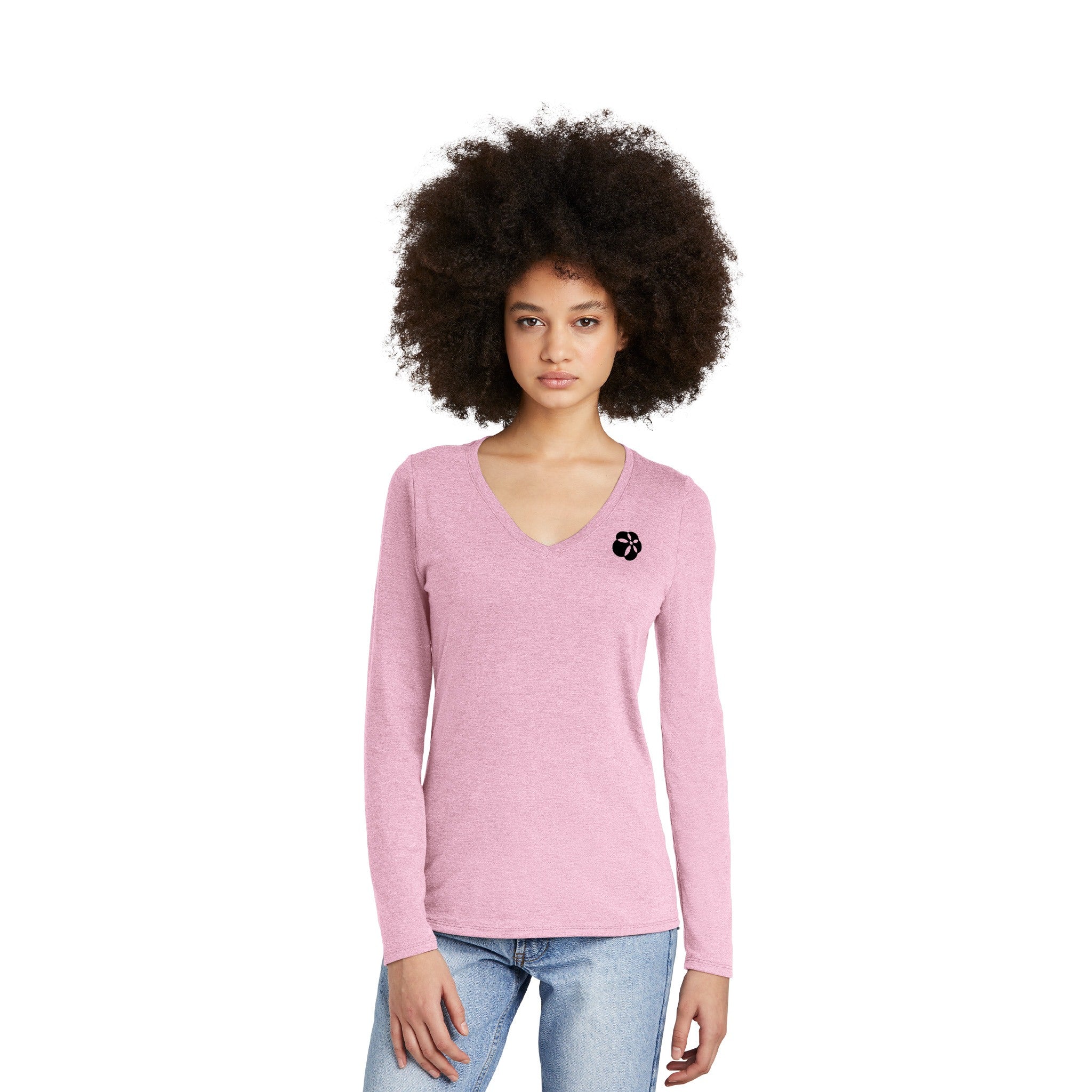 District® Women’s Perfect Tri® Long Sleeve V-Neck Tee  Imprinted with Logo (Q487922)