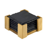 6 Pc. Slate Coaster Set With Wood Stand (Q489622)