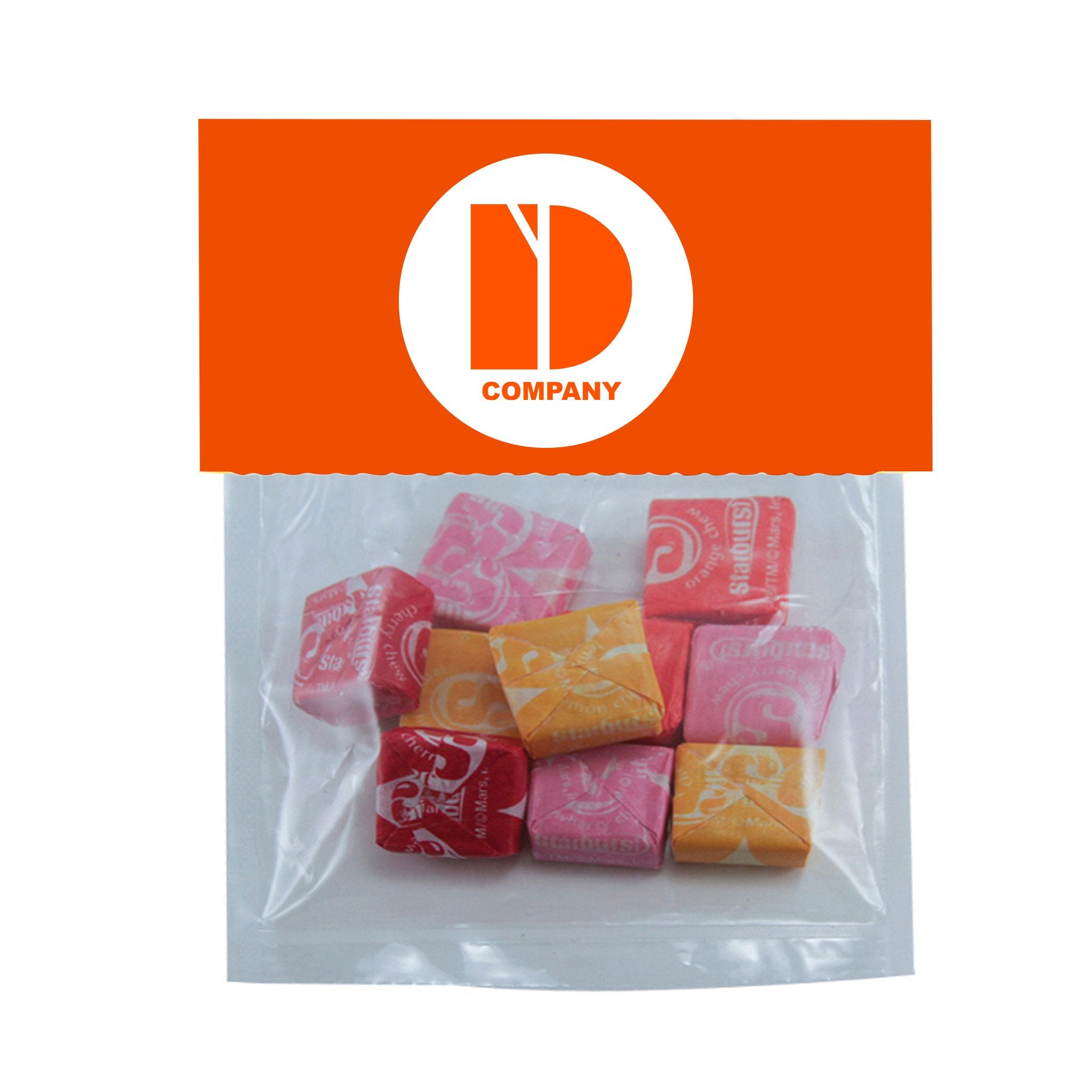Candy Bag With Header Card Starbursts (Large)  Imprinted with Logo (Q491122)