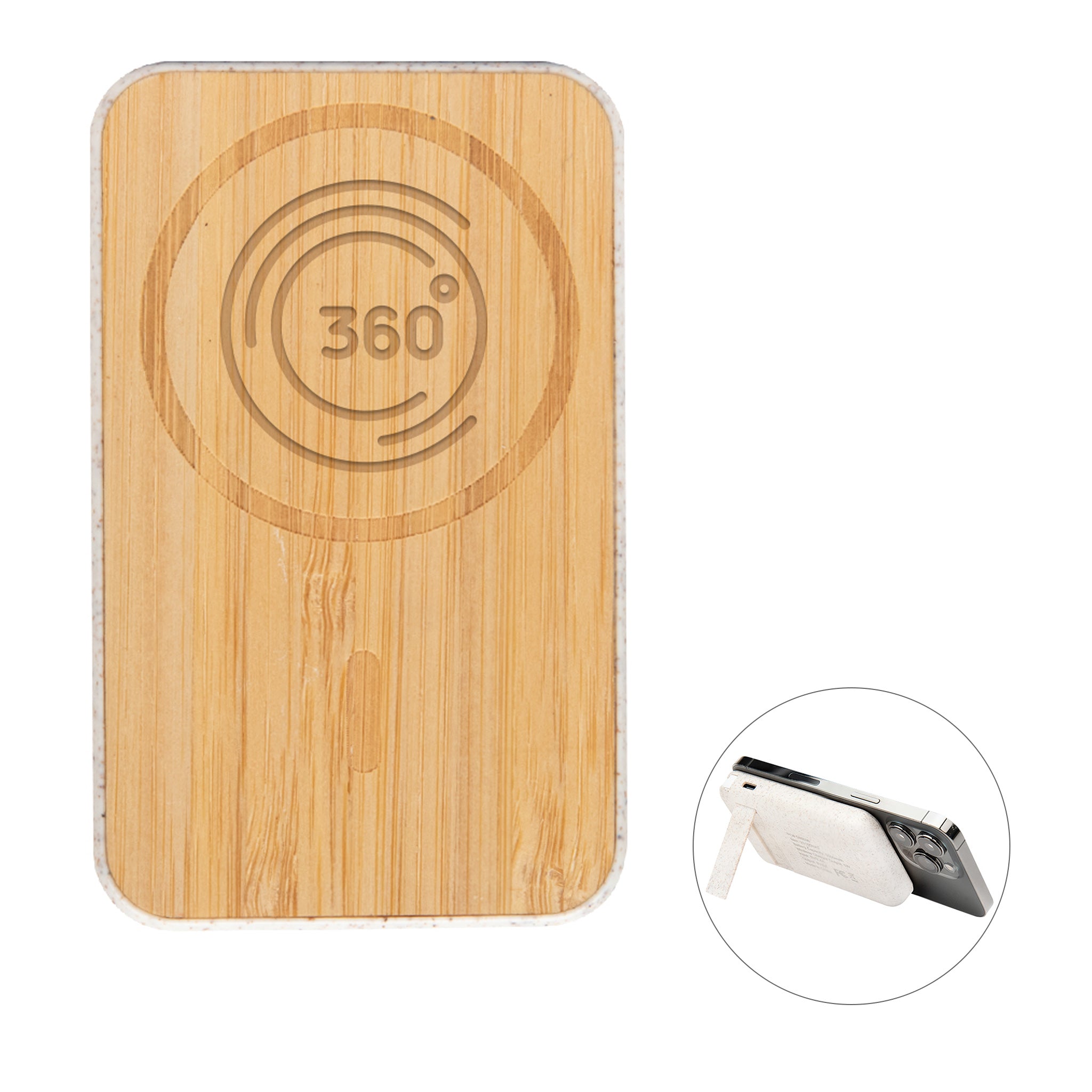 Mag Max Bamboo Wireless Charger Power Bank  Imprinted with Logo (Q497122)