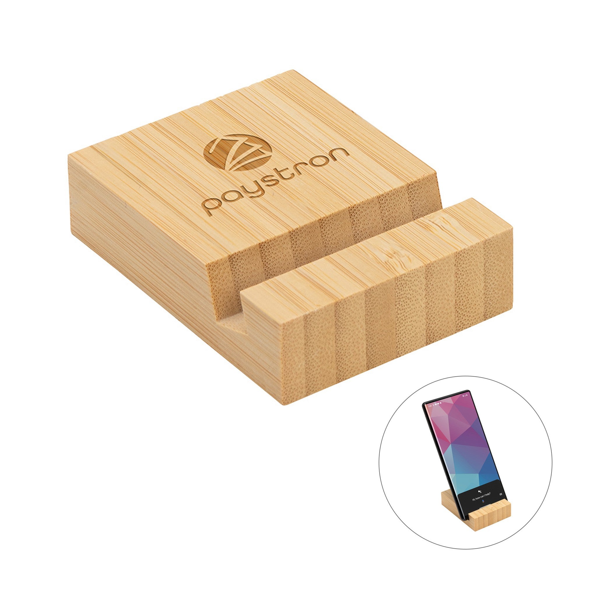 FSC® Bamboo Bloc Phone Stand  Imprinted with Logo (Q500922)