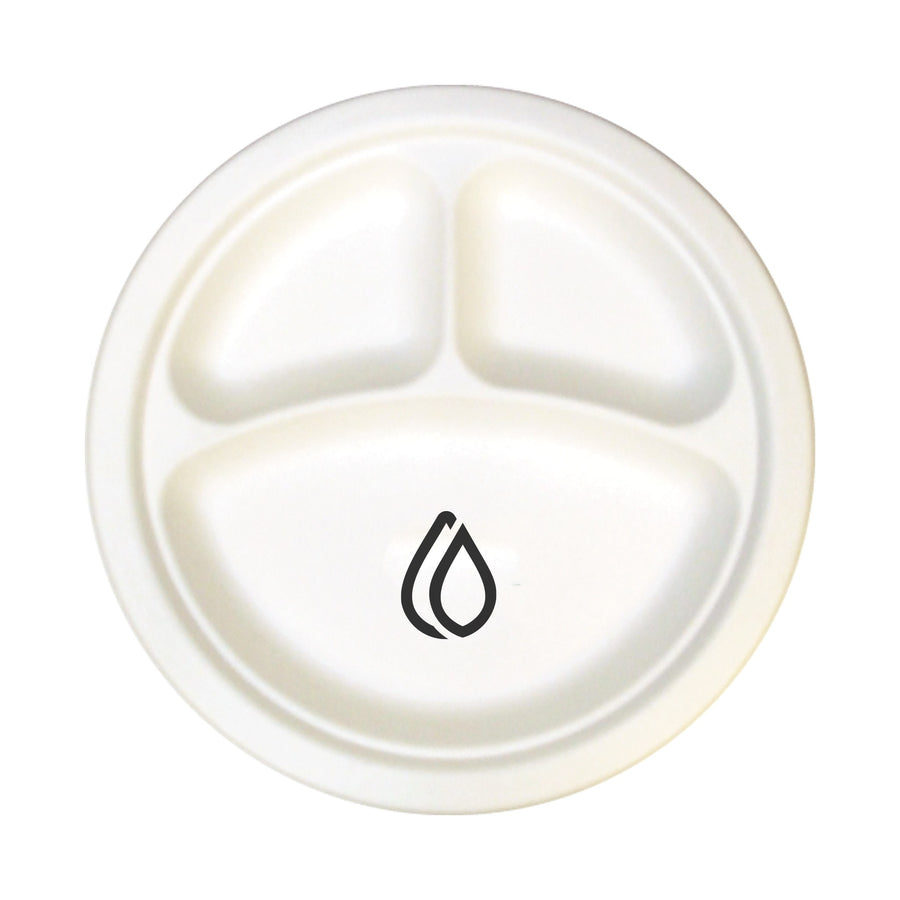 10 Inch 3-Compartment Compostable Plate (Q507332)