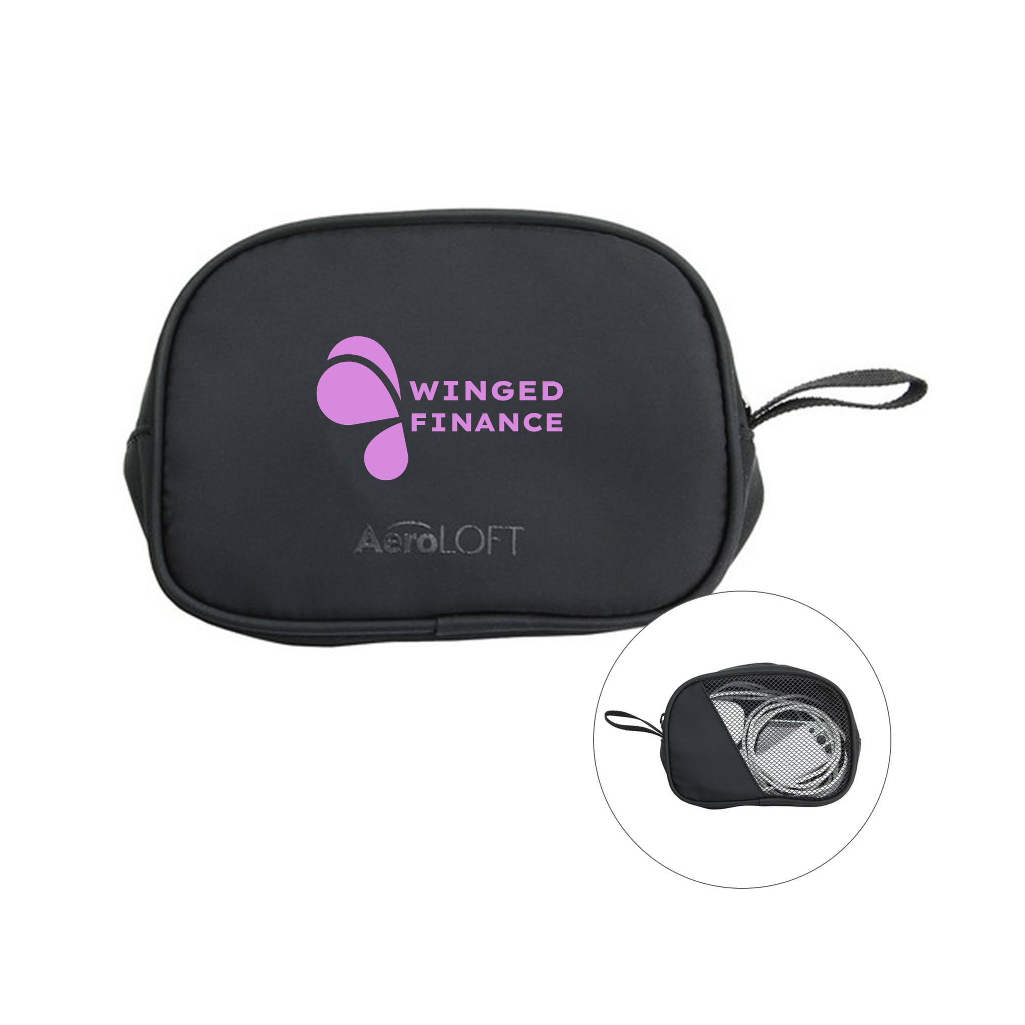 AeroLOFT™ Jet Black Tech Organizer Mesh Pouch  Imprinted with Logo (Q508622)