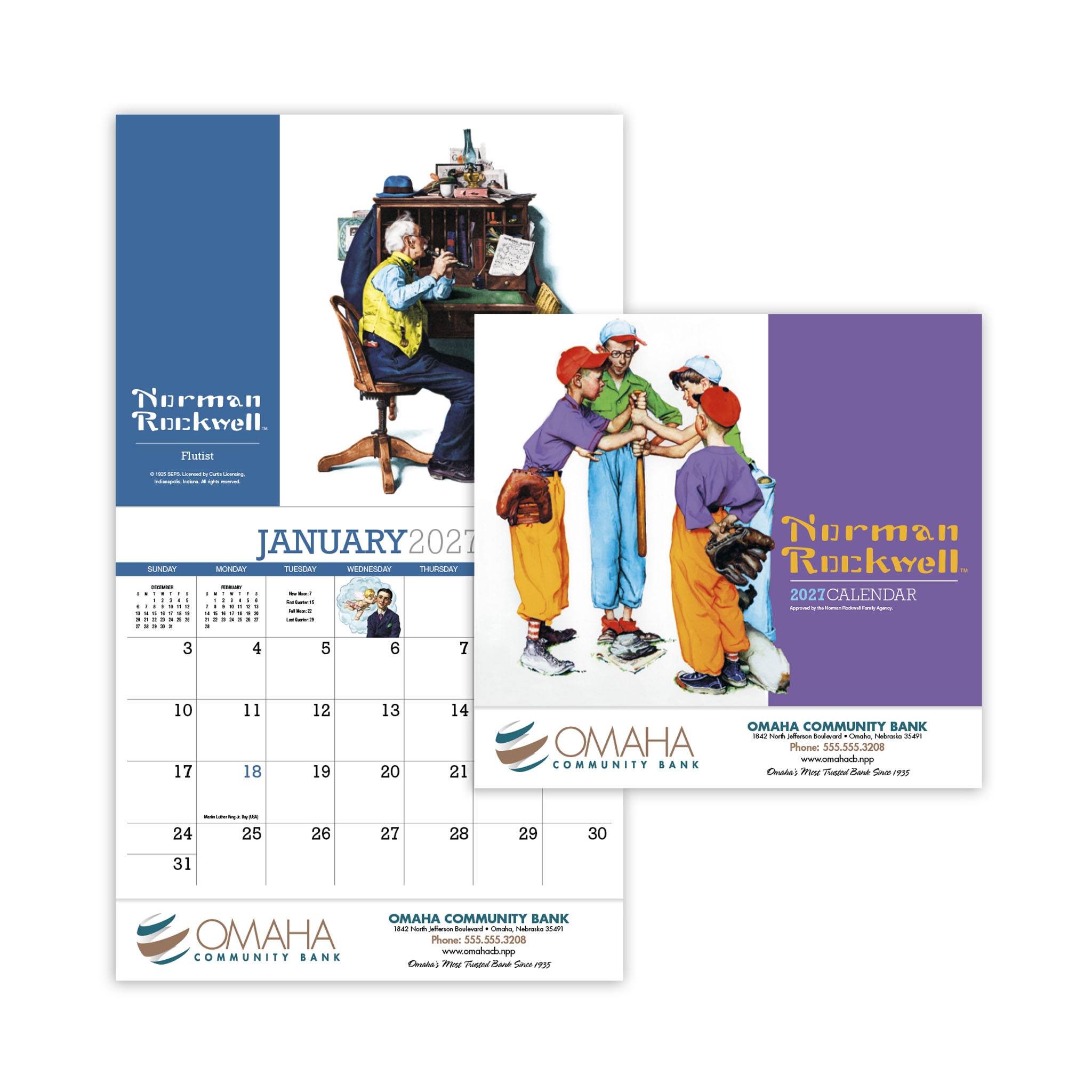 Norman Rockwell Appointment Calendar - Stapled  Imprinted with Logo (Q514722)