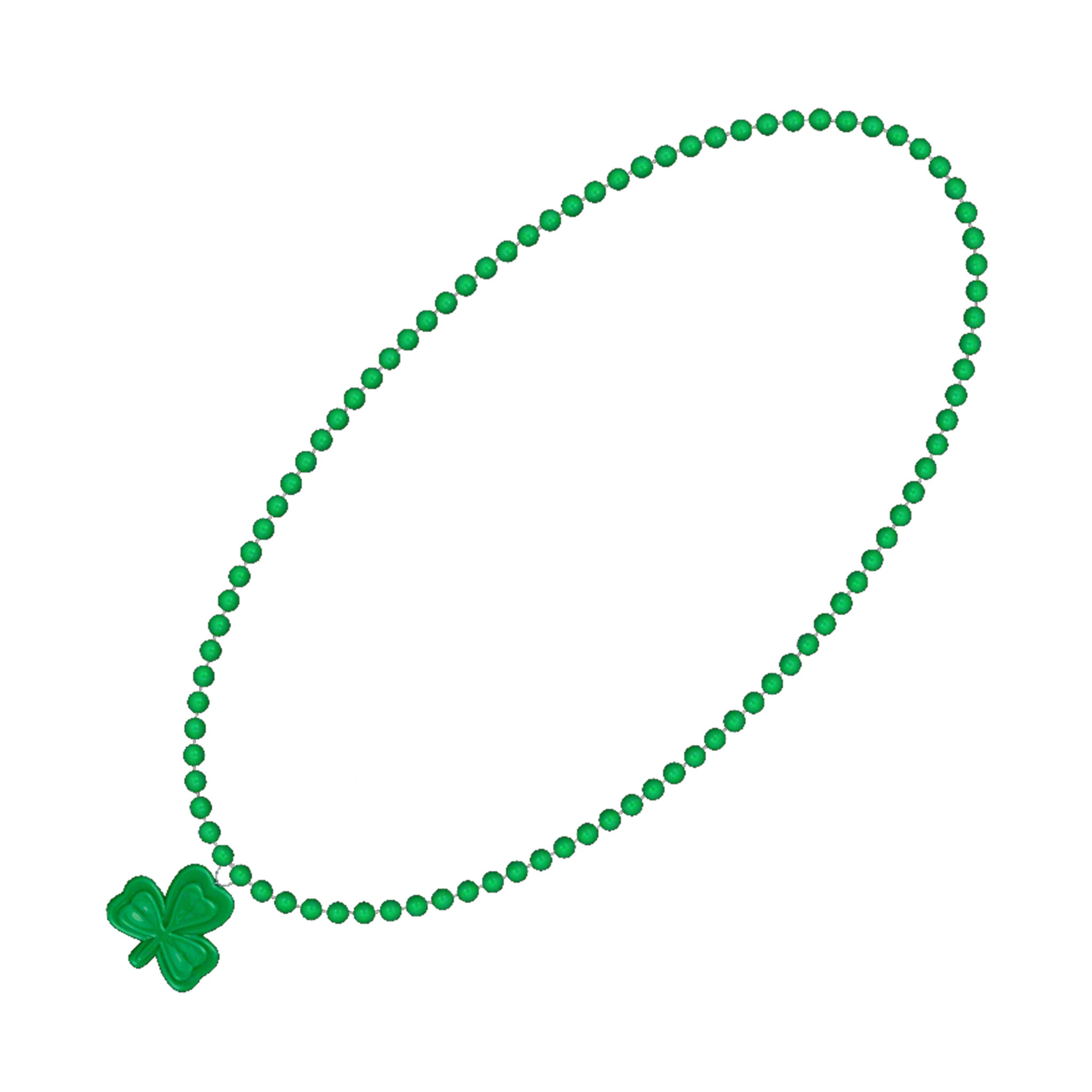 Small Shamrock Medallion on Green Bead Necklace (Q520332)