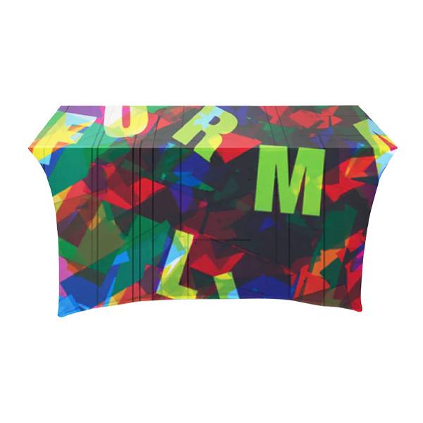 4 Ft. Stretch Open-Back Full Color Table Throw  Imprinted with Logo (Q523922)