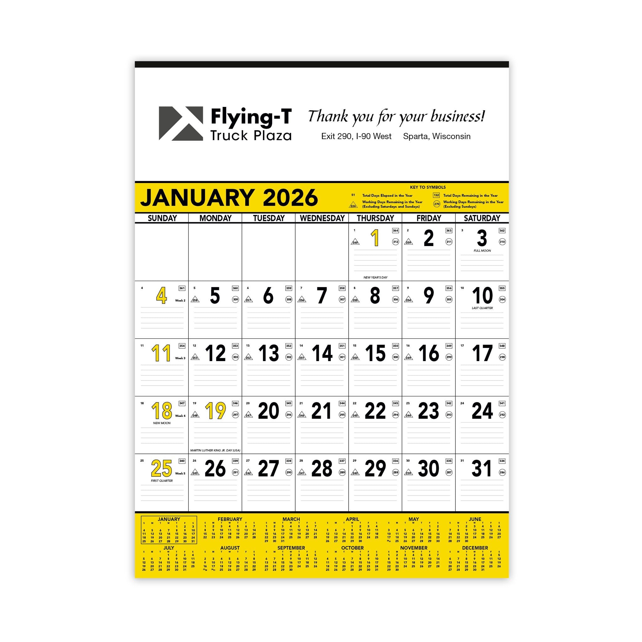 Yellow & Black Contractor's Memo (13-sheet) Calendar  Imprinted with Logo (Q525722)