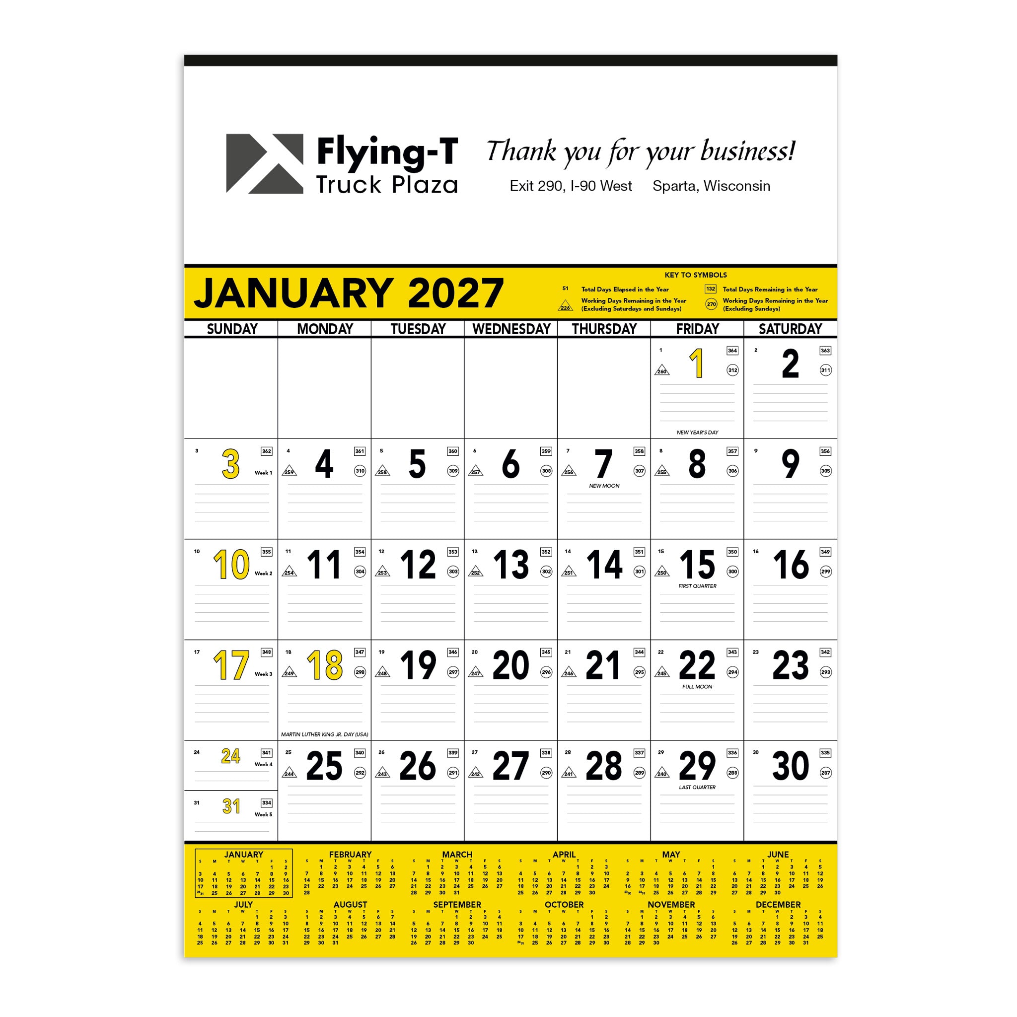 Yellow & Black Contractor's Memo (13-sheet) Calendar  Imprinted with Logo (Q525722)