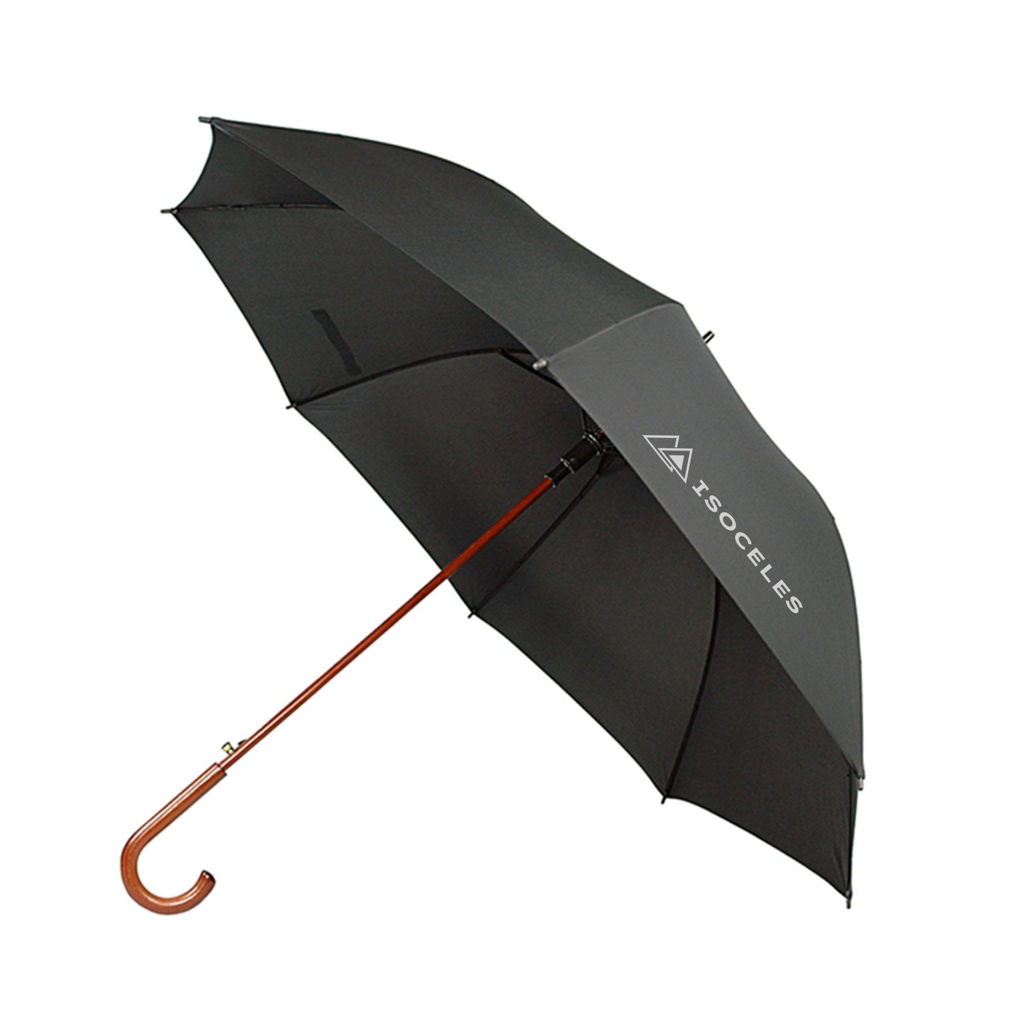 The 60 Inch Auto Open Wood Shaft Hook Handle Umbrella  Imprinted with Logo (Q527422)