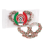 Milk Chocolate 3 Ring Pretzels - Red  White & Green (Q528532)