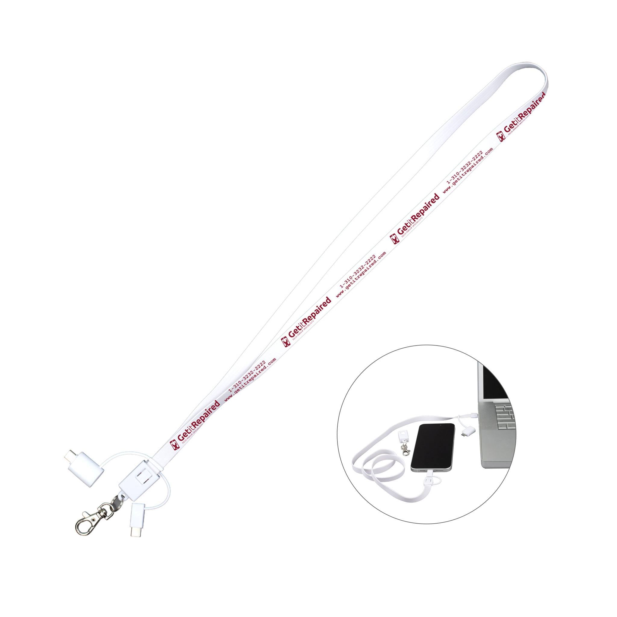 Layton 3-in-1 Lanyard Cell Phone Charging Cables  Imprinted with Logo (Q532911)