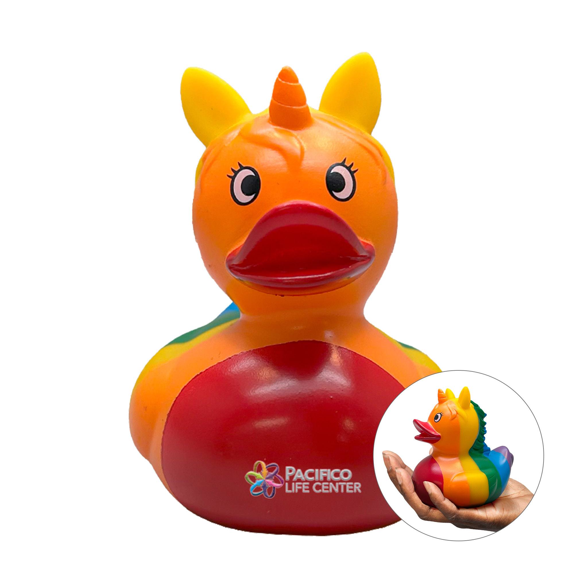 Rainbow Unicorn Duck  Imprinted with Logo (Q538432)