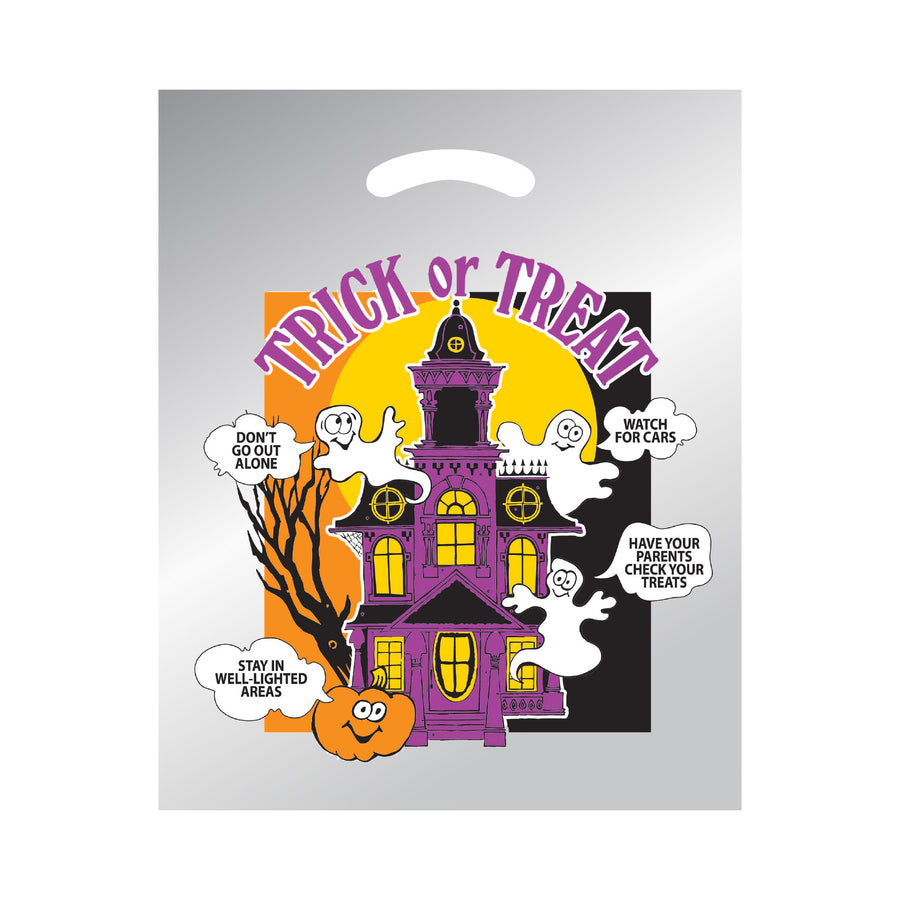 Stock Design Halloween Die Cut Bag - Haunted House - Silver (Q540222)